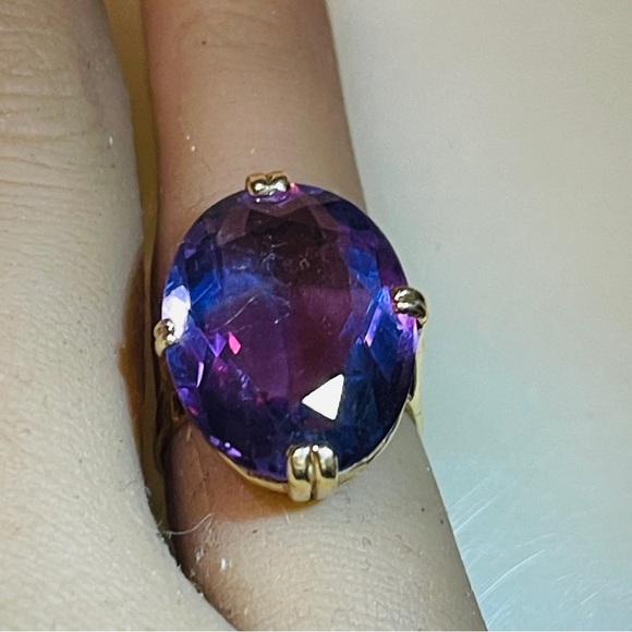 🍇Stunning Vintage Oval Cut 9ct Amethyst 10K Yellow Gold with Filigree Metalwork! - Picture 2 of 14